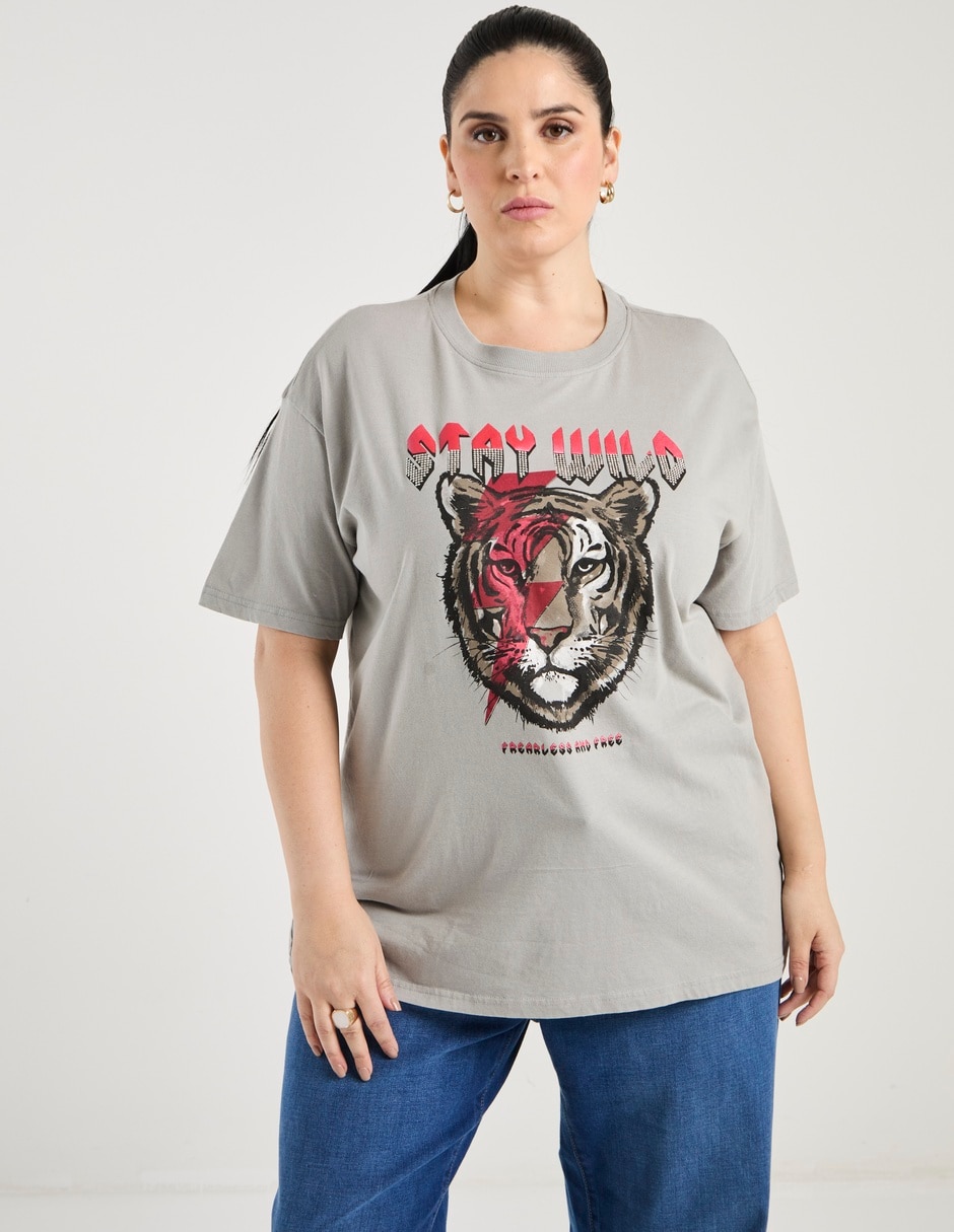 Blusa manga al codo cuello redondo para mujer 1