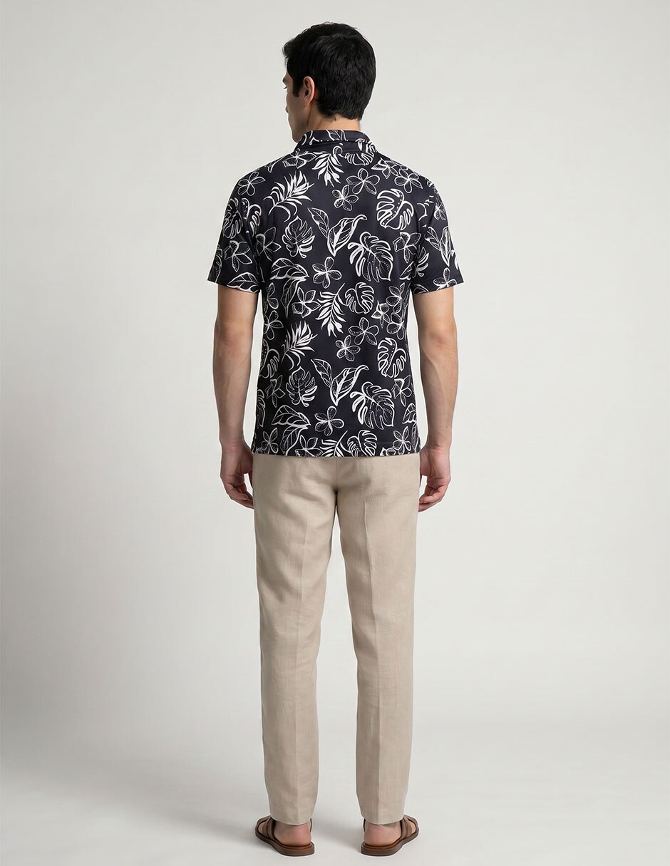 Camisa casual de algodón manga corta para hombre