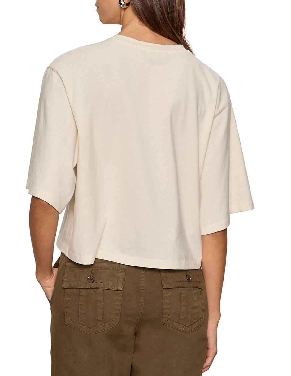 Playera manga al codo Sanctuary cuello redondo para mujer