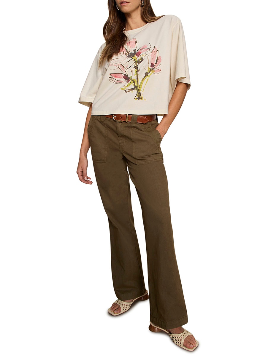 Playera manga al codo Sanctuary cuello redondo para mujer