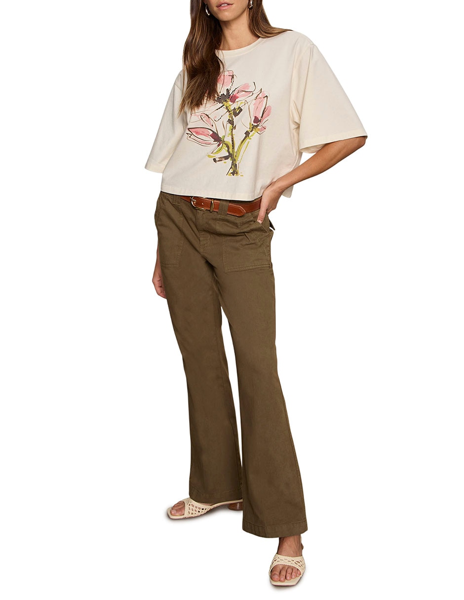 Playera manga al codo Sanctuary cuello redondo para mujer
