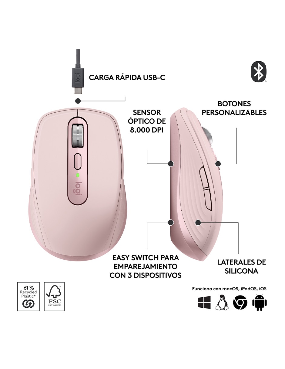 Mouse inalámbrico Mx Anywhere 3S 910-006932 6