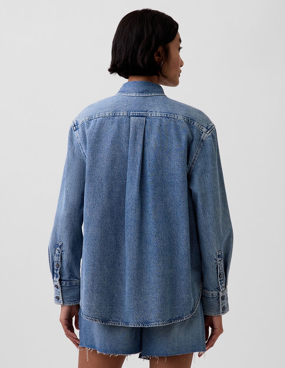 Sobrecamisa de algodón manga larga para mujer