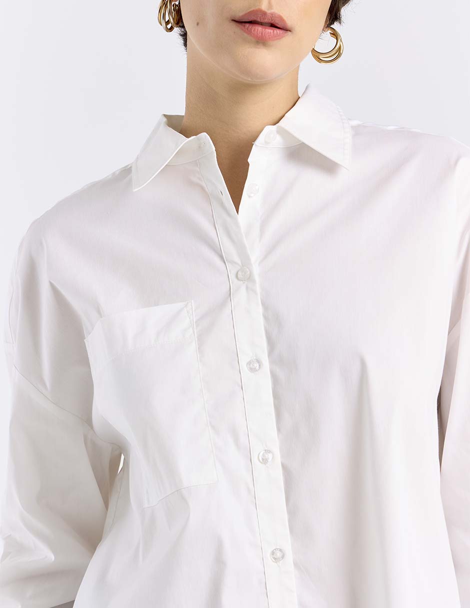 Camisa de algodón manga larga para mujer