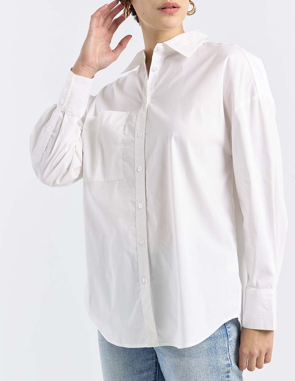 Camisa de algodón manga larga para mujer
