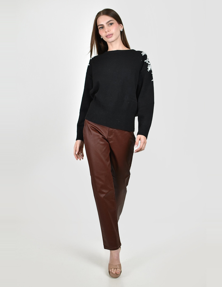 Suéter roman fashion cuello redondo para mujer
