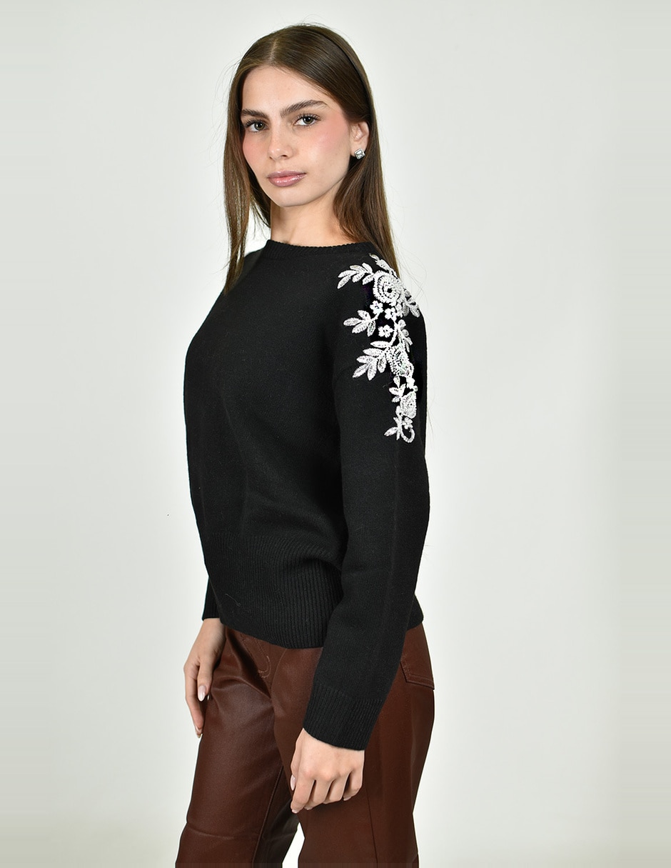 Suéter roman fashion cuello redondo para mujer