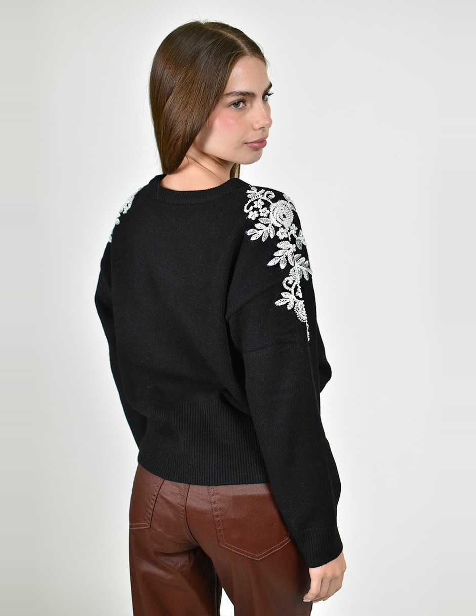 Suéter roman fashion cuello redondo para mujer