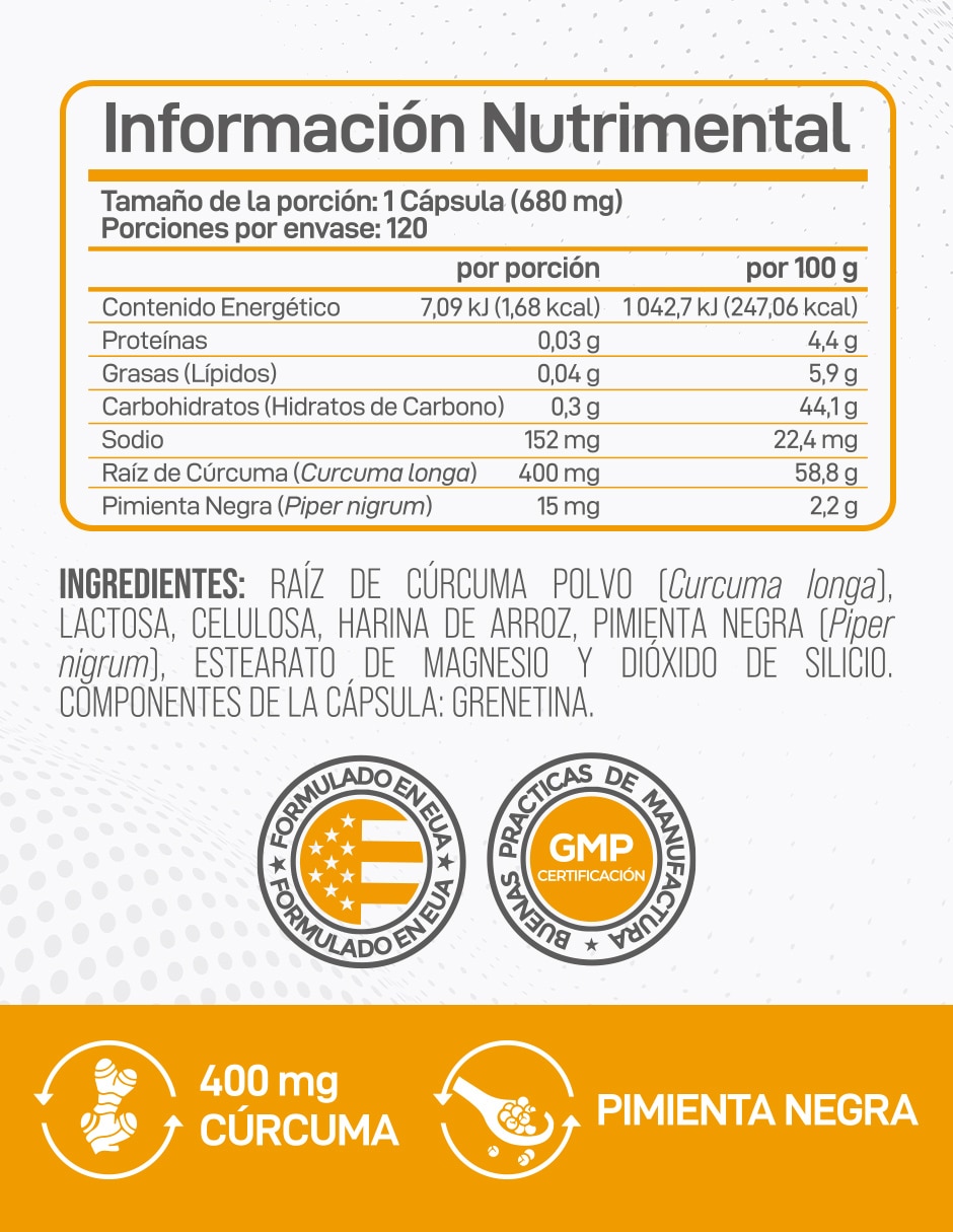 Turmeric Curcumin Forzagen con cúrcuma de 120 cápsulas 2