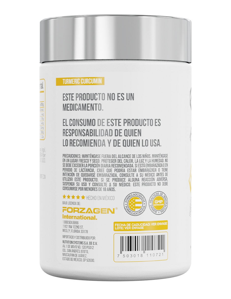 Turmeric Curcumin Forzagen con cúrcuma de 120 cápsulas Turmeric Curcumin Forzagen con cúrcuma de 120 cápsulas