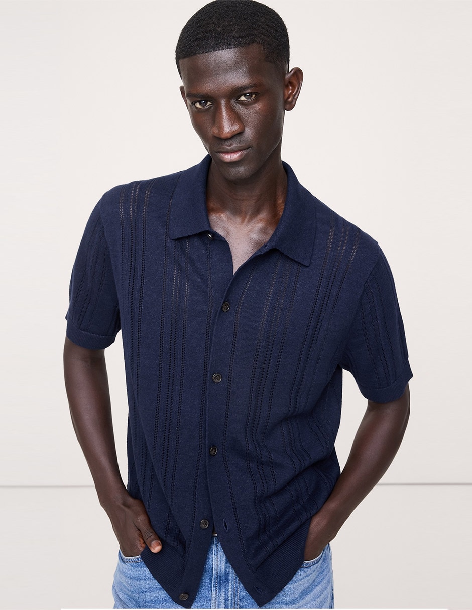 Imagen de producto Camisa casual de lino manga corta para hombre