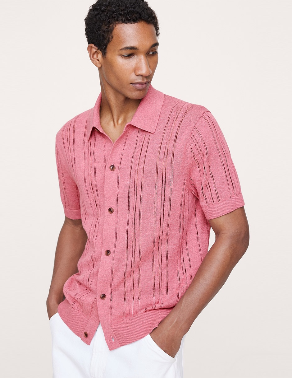 Camisa casual de lino manga corta para hombre