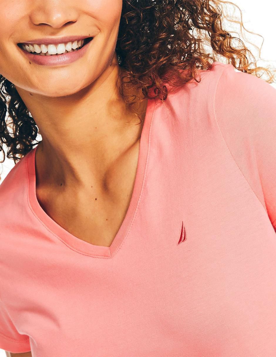 Playera manga corta Basi cuello v mujer