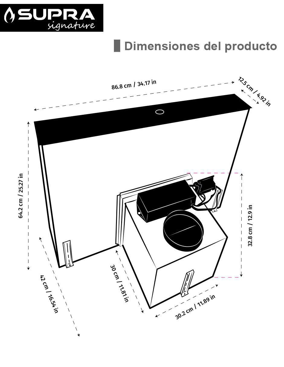 Campana de isla Supra Signature Sgargaze de acero inoxidable