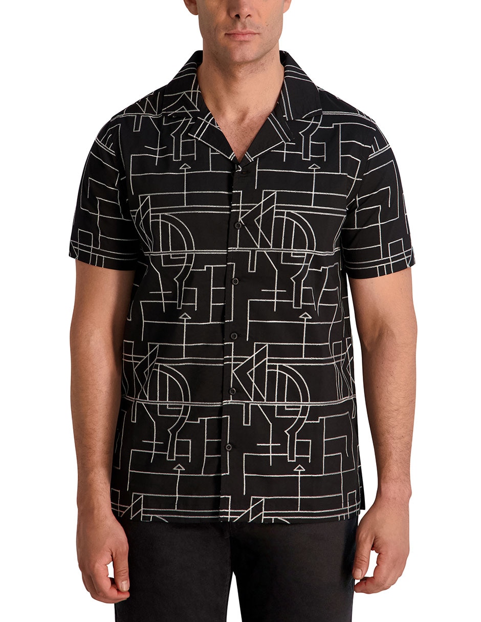 Camisa casual Karl Lagerfeld Paris de algodón manga corta para hombre