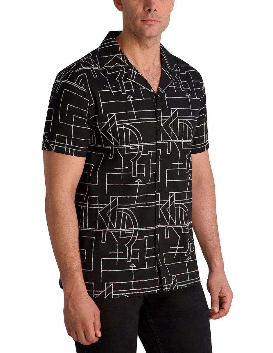Camisa casual Karl Lagerfeld Paris de algodón manga corta para hombre