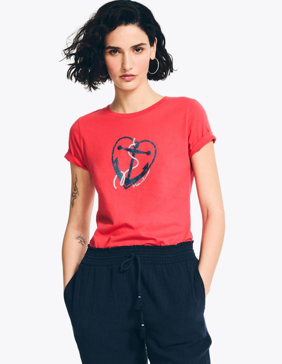Playera manga corta cuello redondo mujer