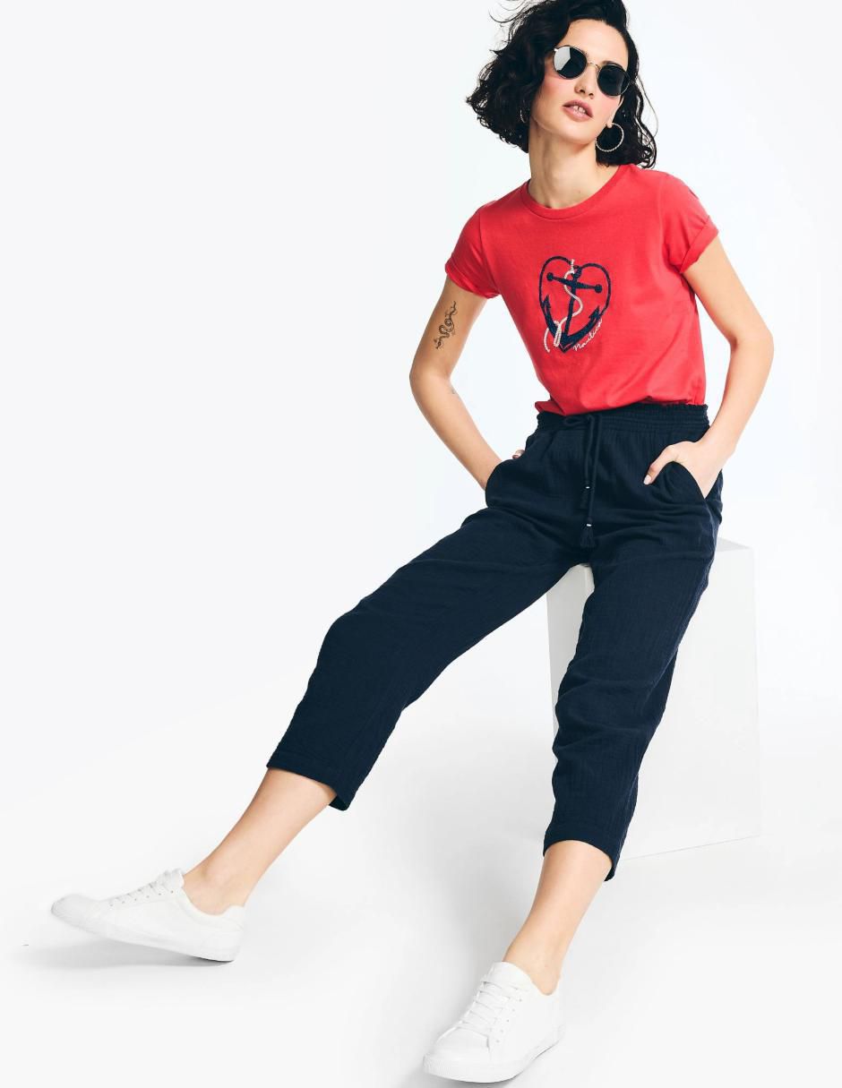 Playera manga corta cuello redondo mujer