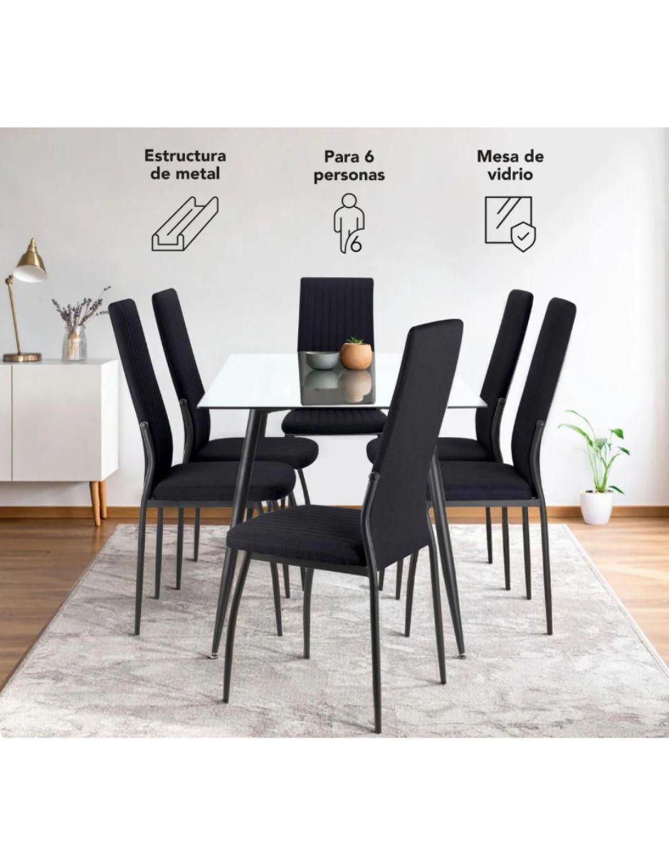 Comedor Kingshouse para 6 personas de cristal templado