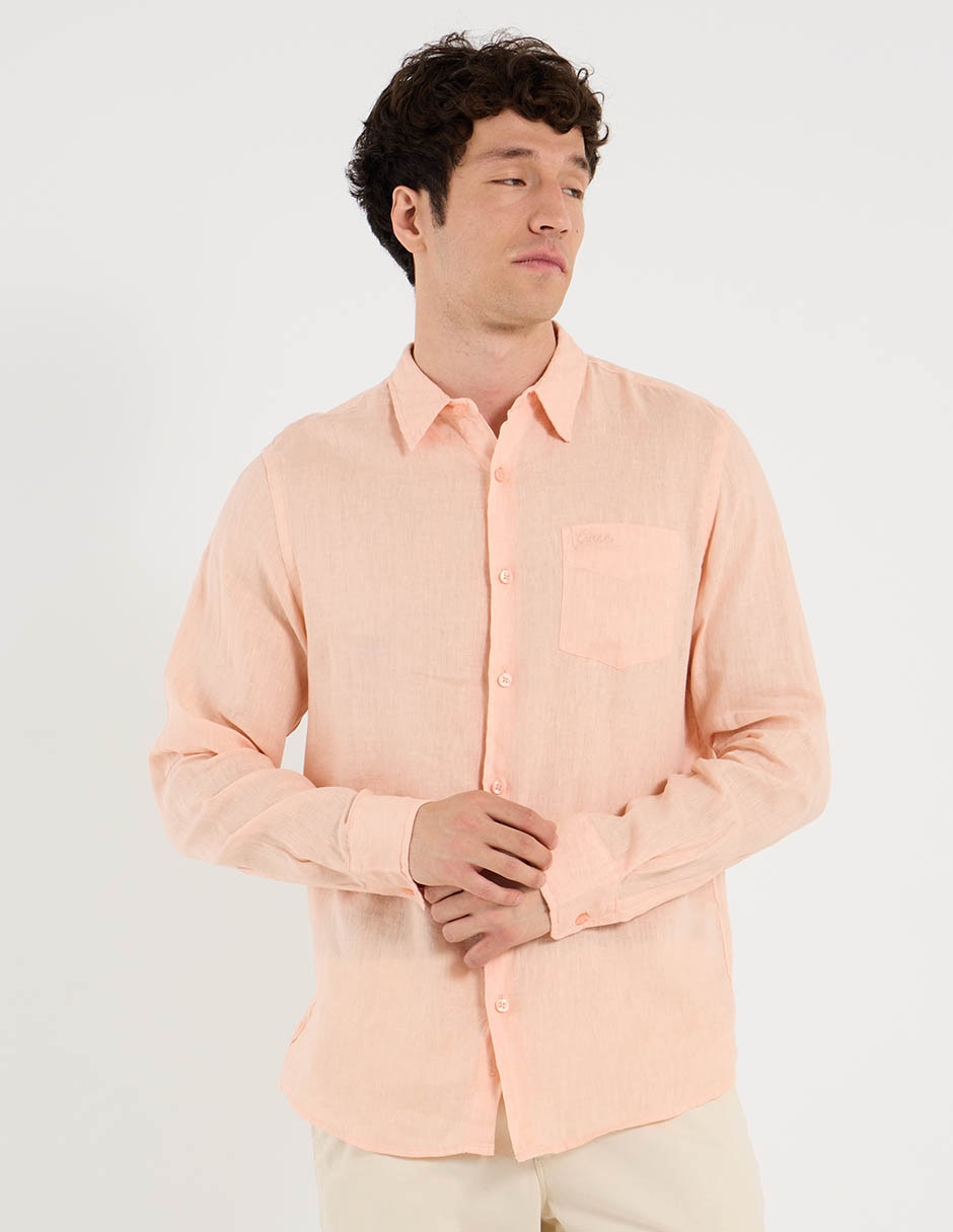 Casual de lino manga larga para hombre Casual de lino manga larga para hombre