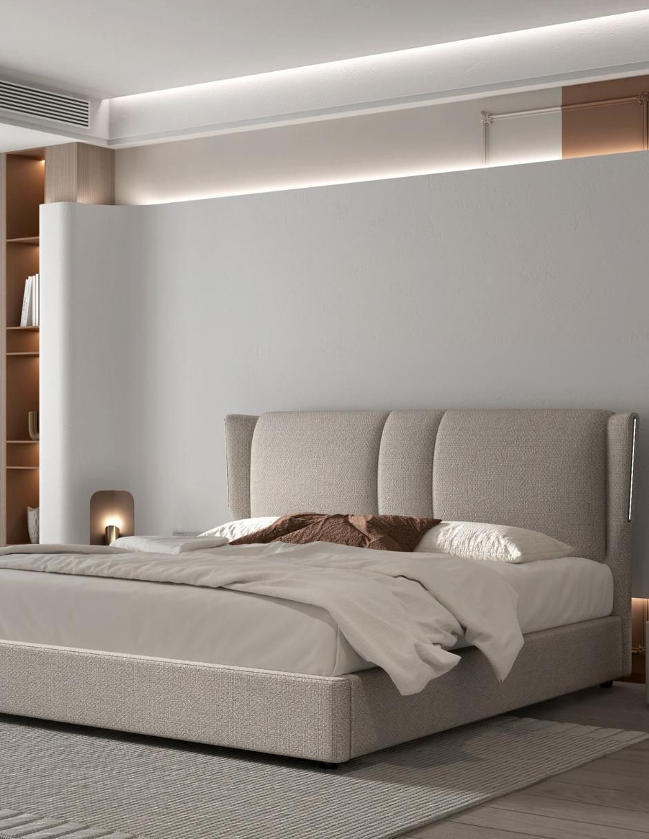 Cama banus de madera y tela