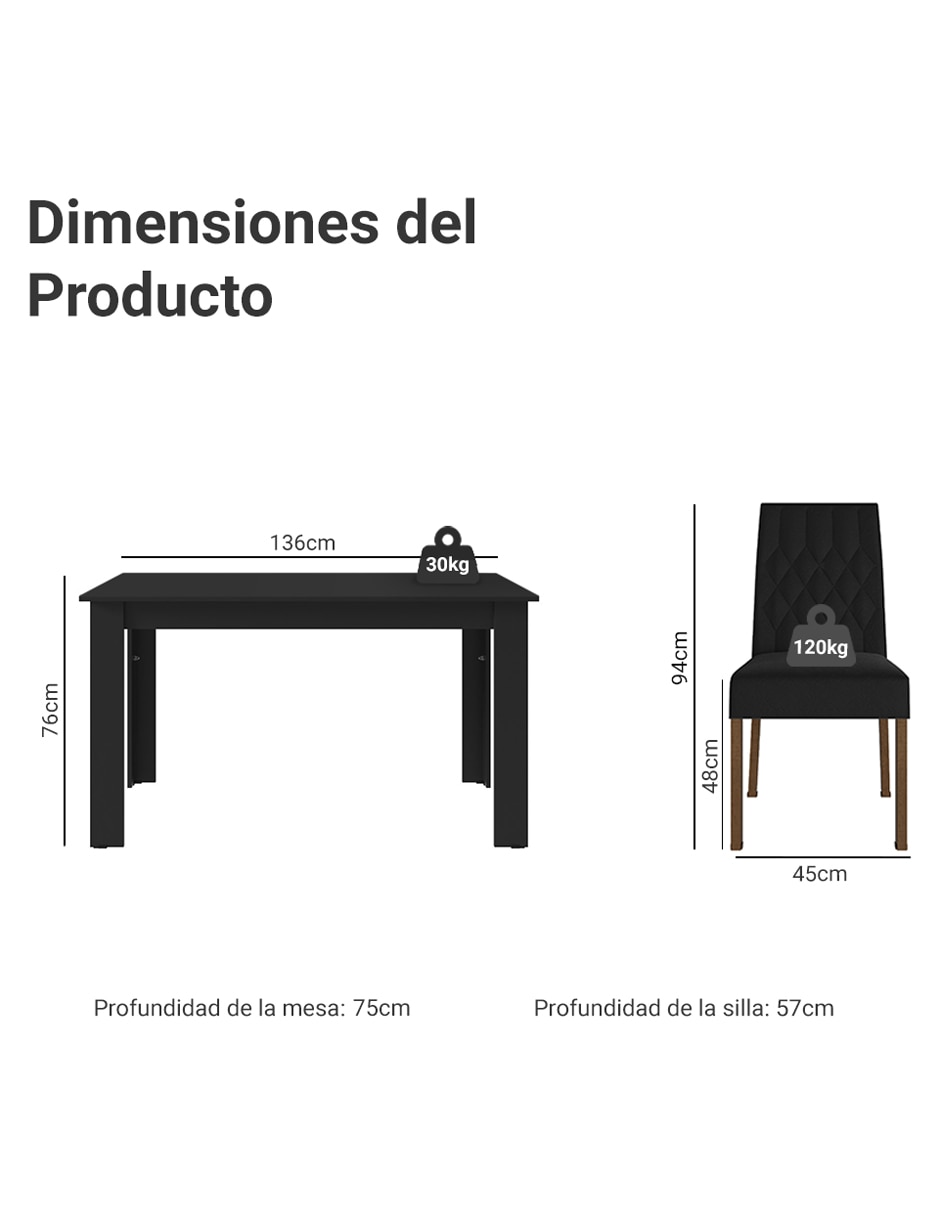 Comedor Allegro Madesa para 6 personas