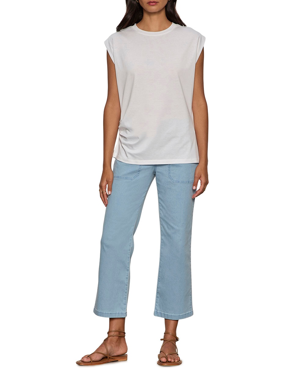 Jeans capri wide leg para mujer 2