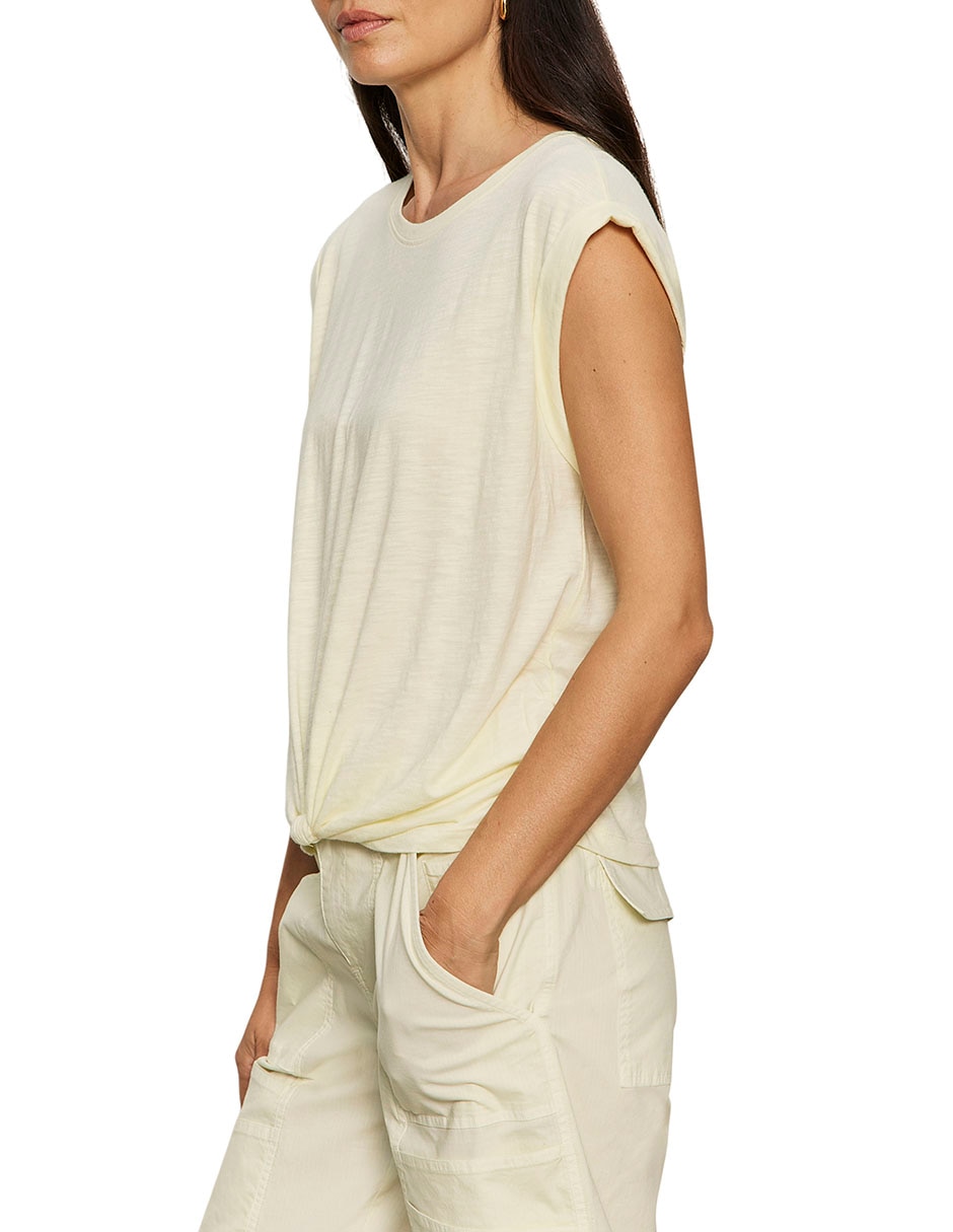 Playera sin manga cuello redondo para mujer 7