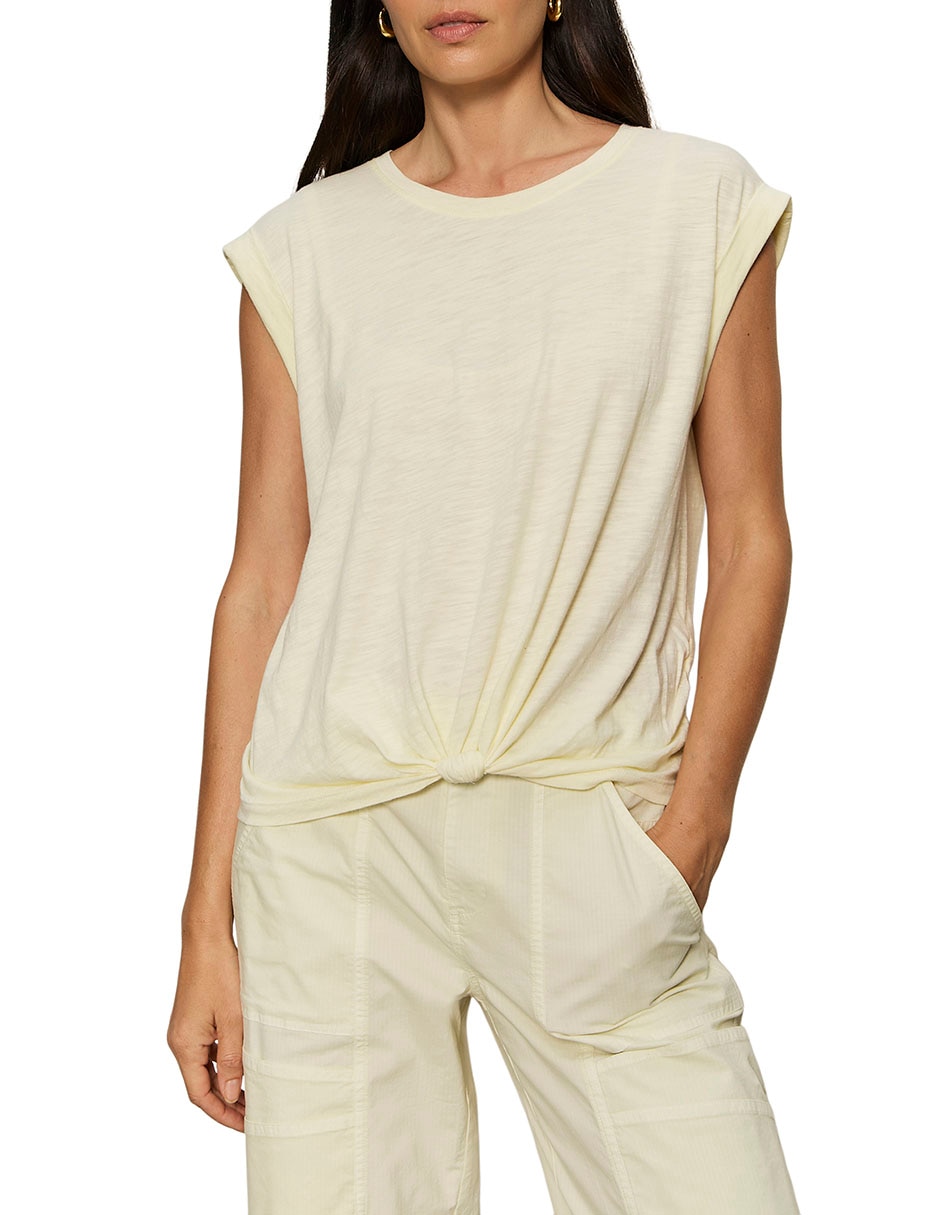 Playera sin manga cuello redondo para mujer 8