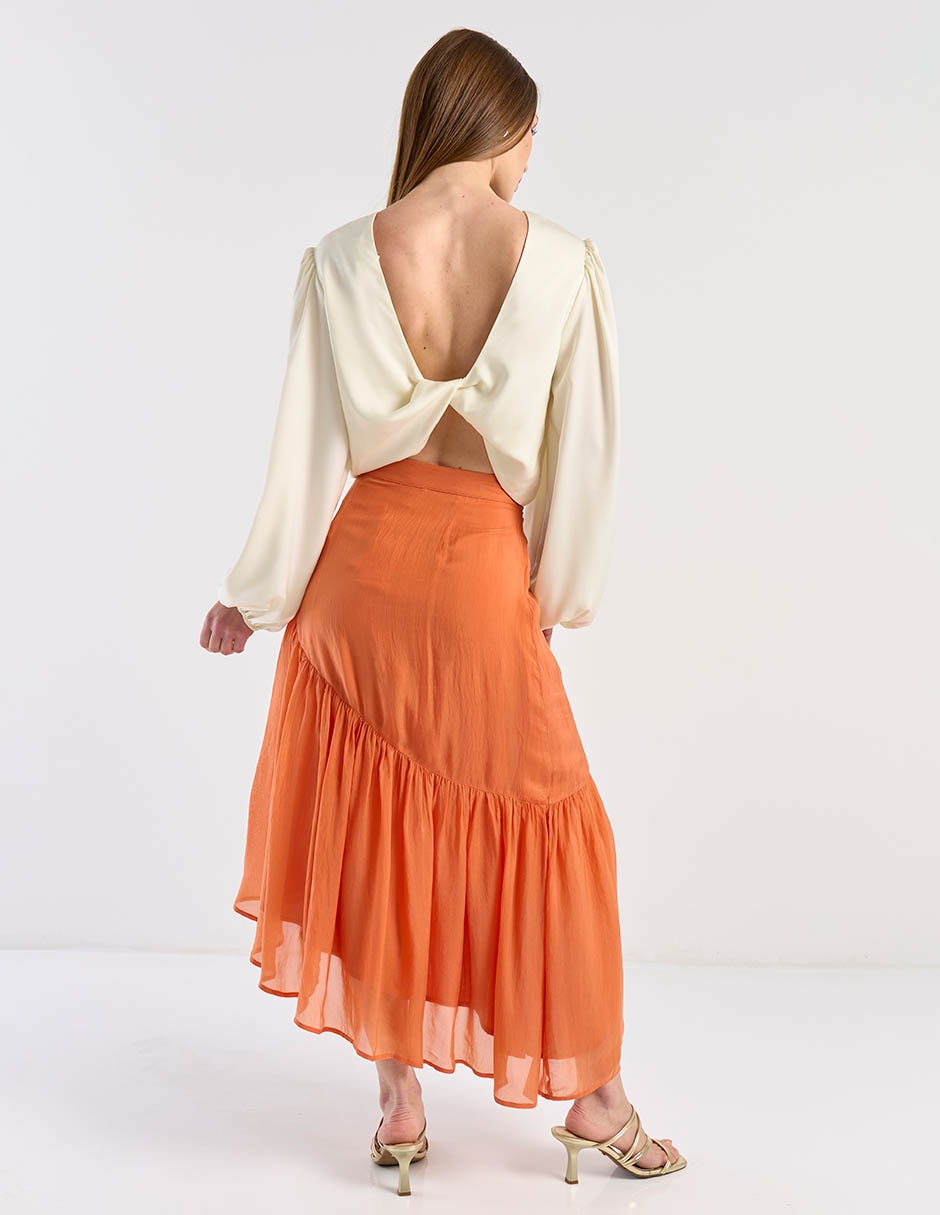 Falda crop cintura alta