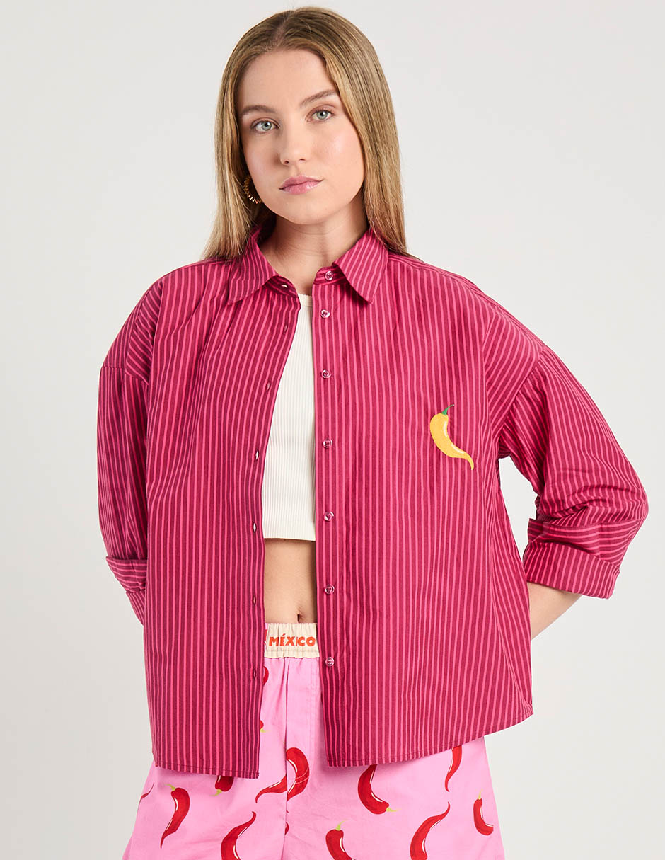 Sobrecamisa de algodón manga larga para mujer 6