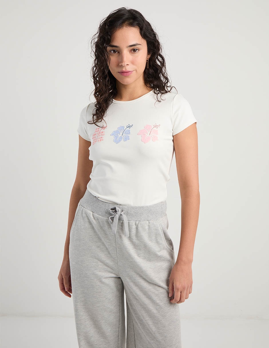 Playera manga corta cuello redondo mujer 2