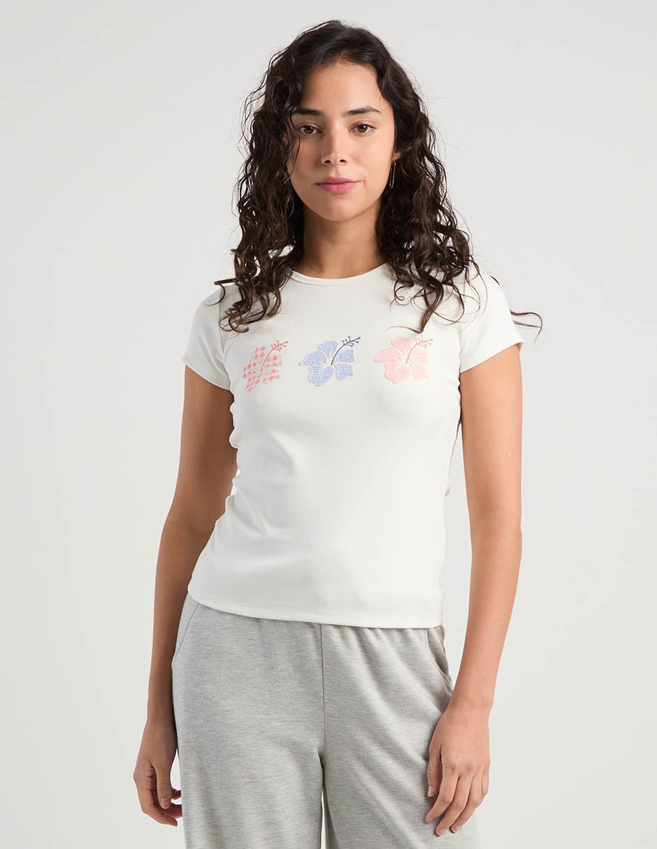 Playera manga corta cuello redondo mujer 3