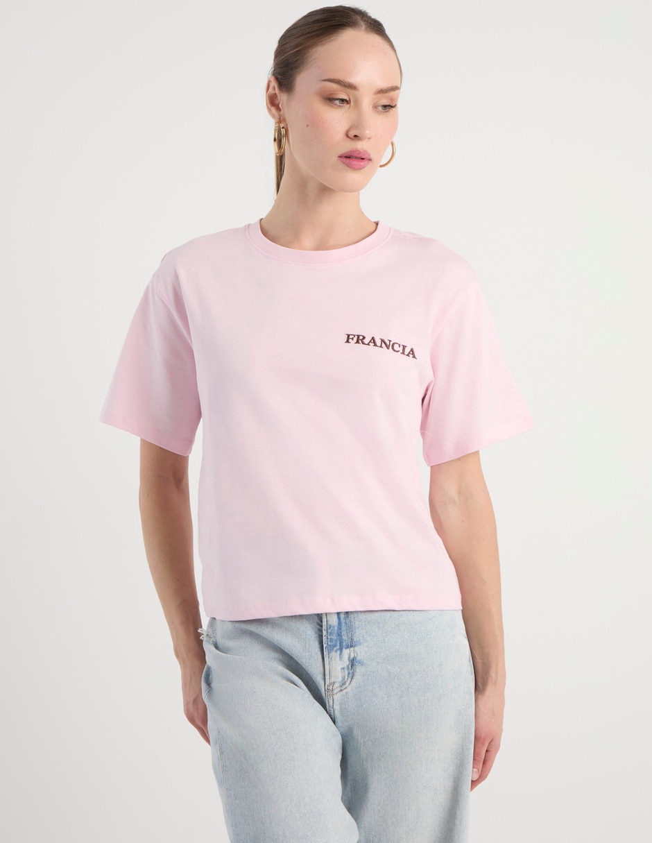 Playera manga corta Francia cuello redondo mujer