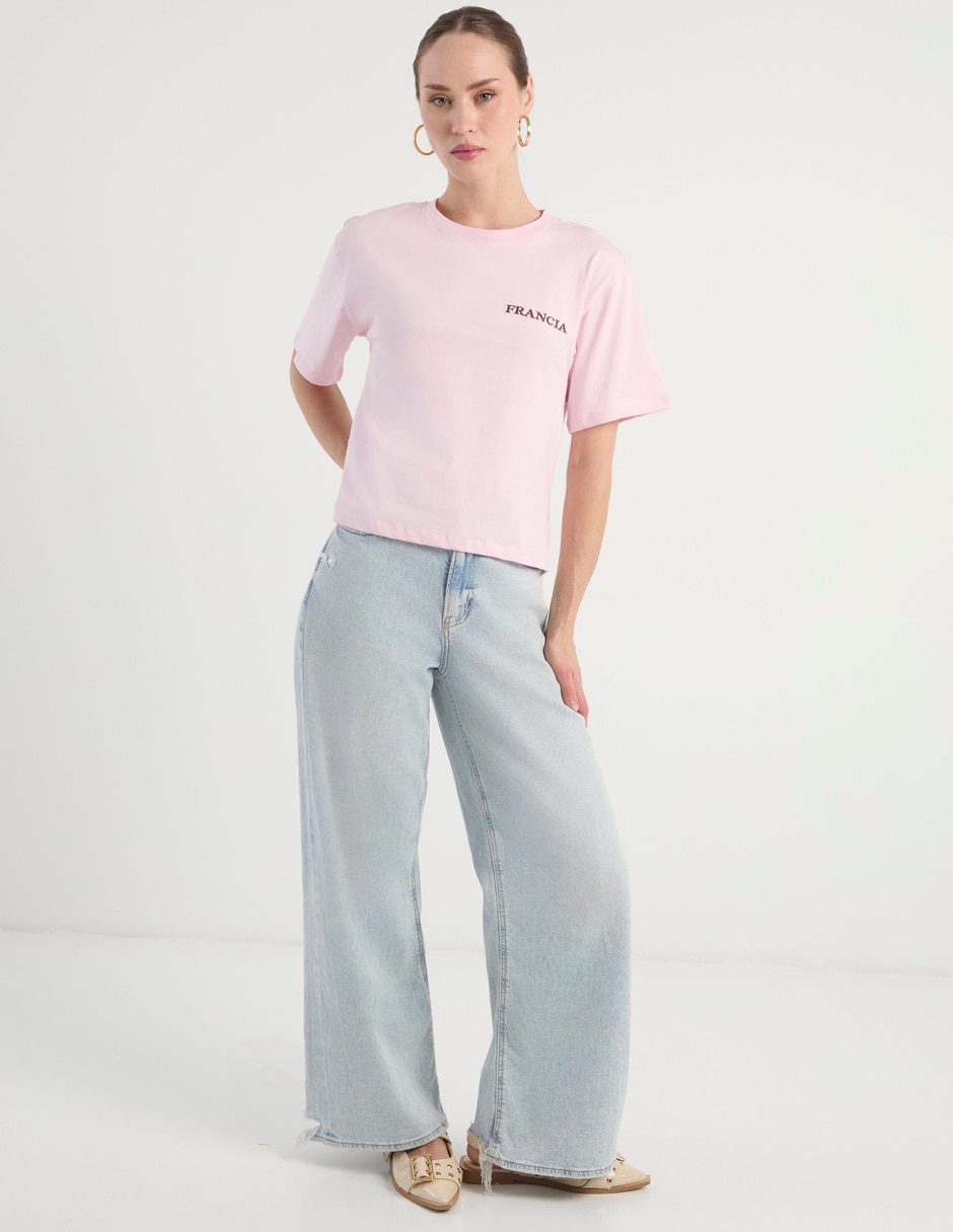 Playera manga corta Francia cuello redondo mujer