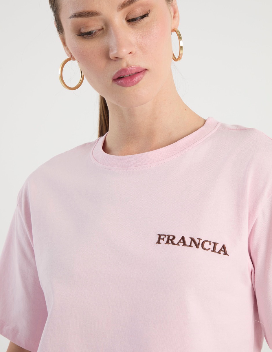 Playera manga corta Francia cuello redondo mujer