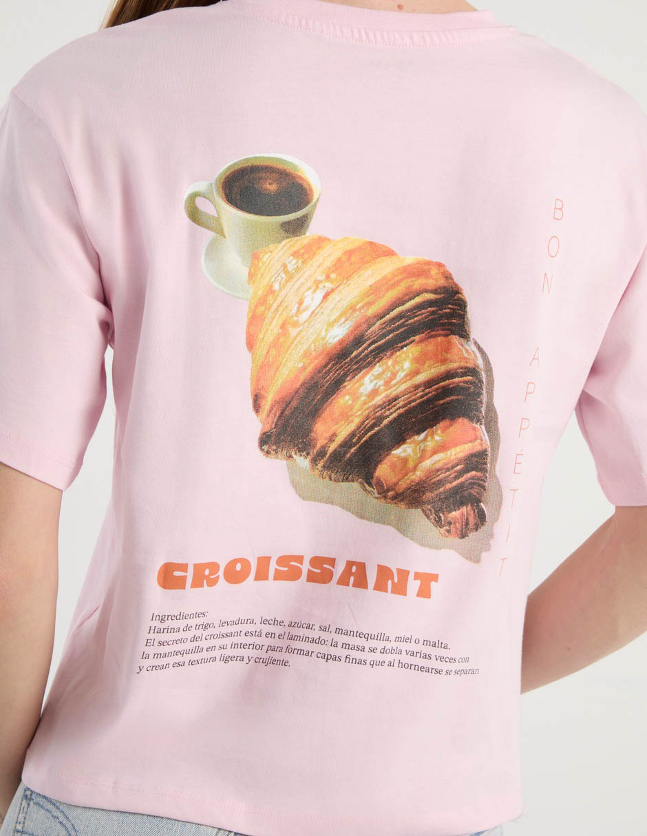 Playera manga corta Francia cuello redondo mujer