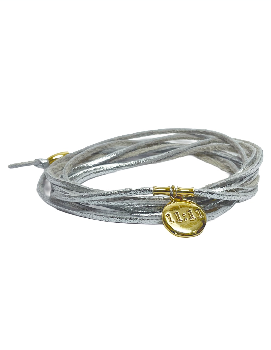 Pulsera de piel 18 k con acabado baño de oro 1