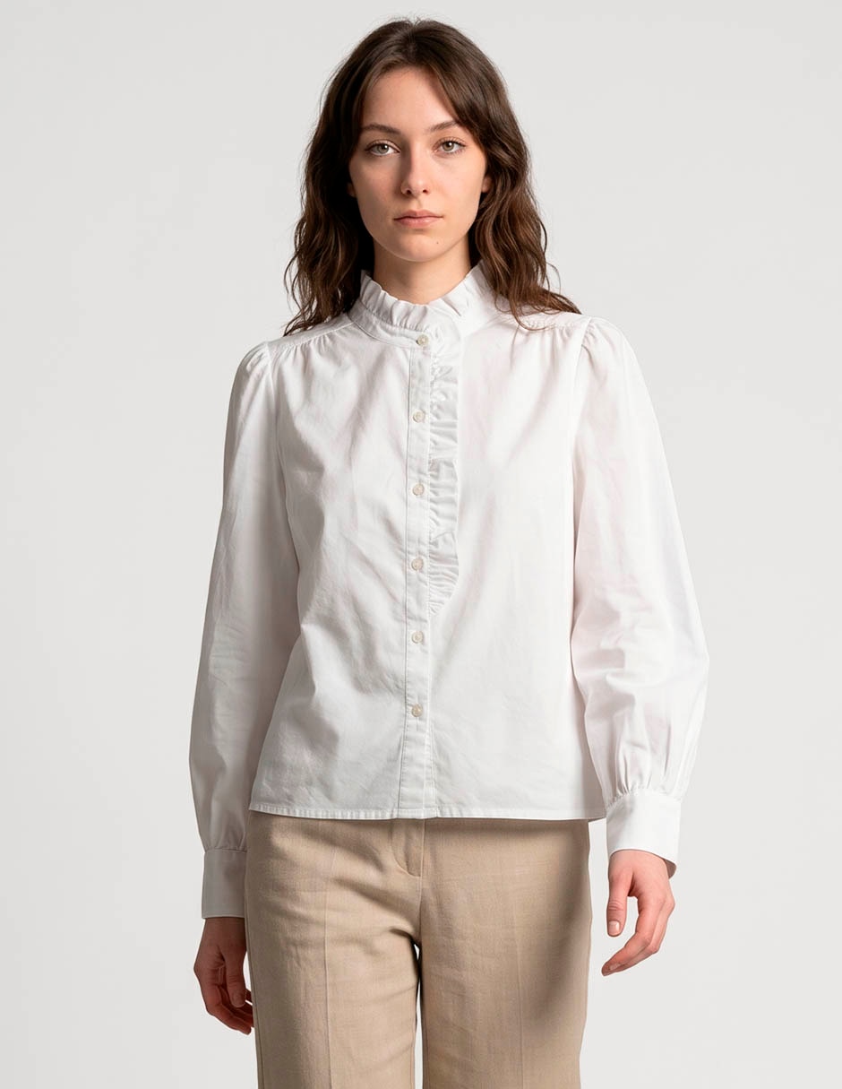 Camisa de algodón manga larga para mujer