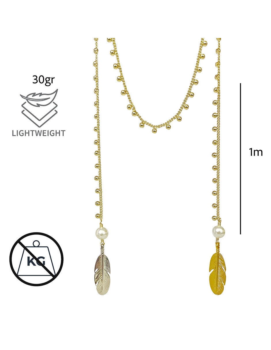 Collar de pluma vangania de baño de oro 18 k