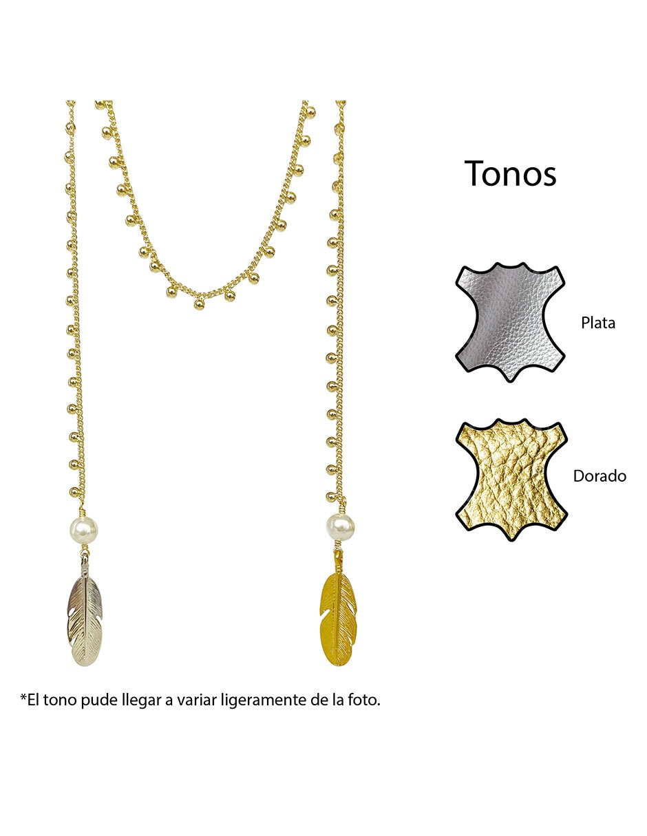 Collar de pluma vangania de baño de oro 18 k