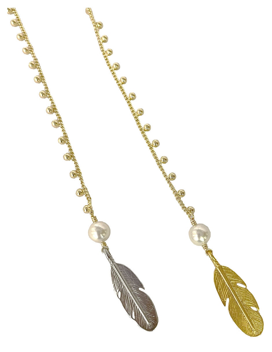 Collar de pluma de baño de oro 18 k Collar de pluma de baño de oro 18 k
