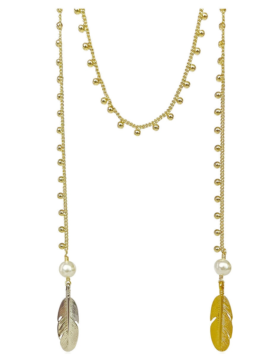 Collar de pluma vangania de baño de oro 18 k