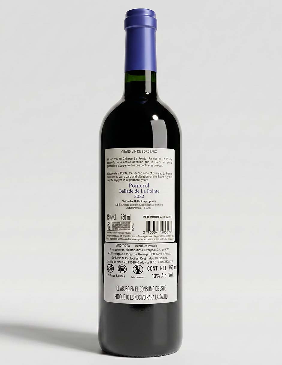 Vino tinto ensamble de Francia 750 ml Vino tinto ensamble de Francia 750 ml
