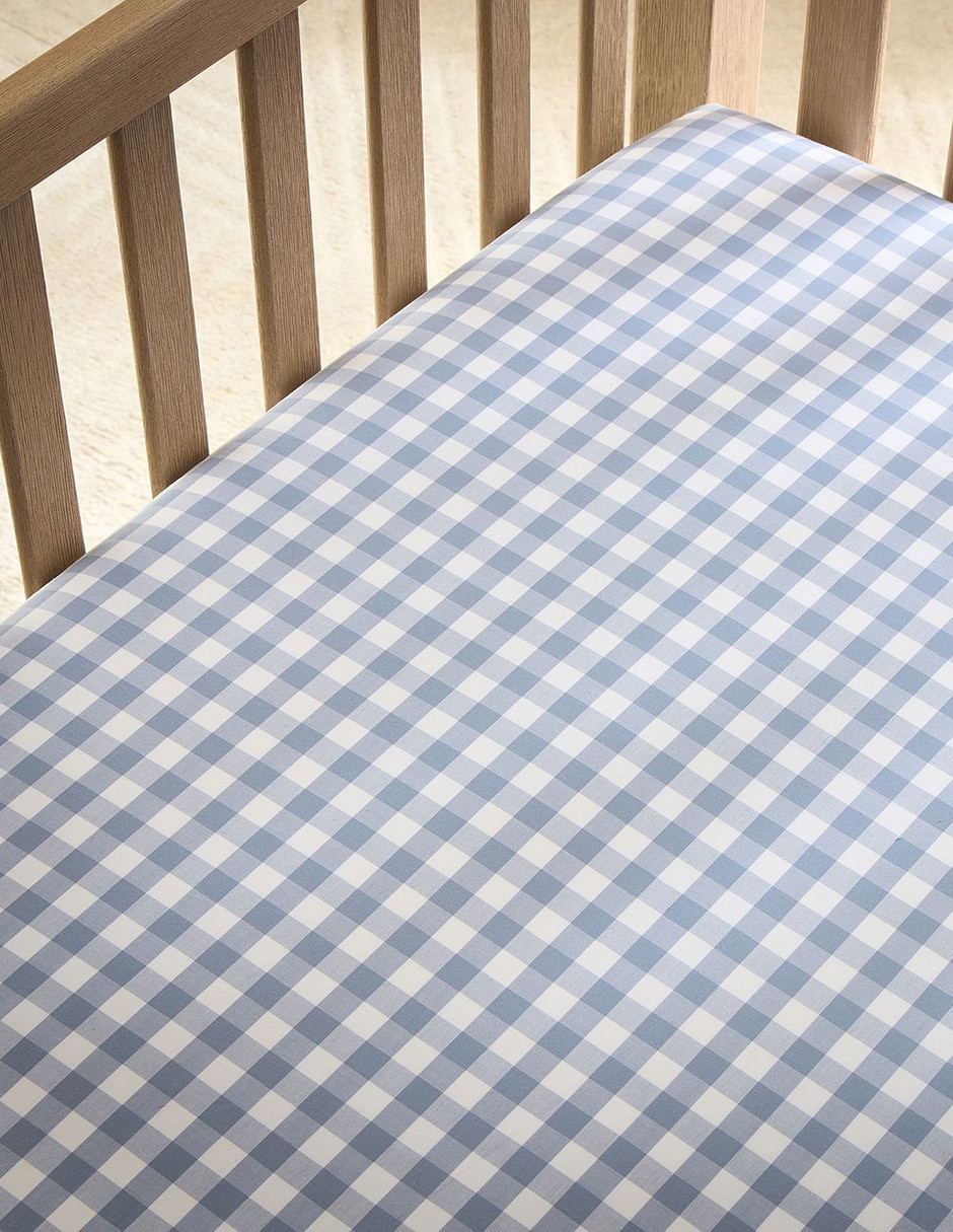 Sábana de cajón para cuna Gingham de algodón