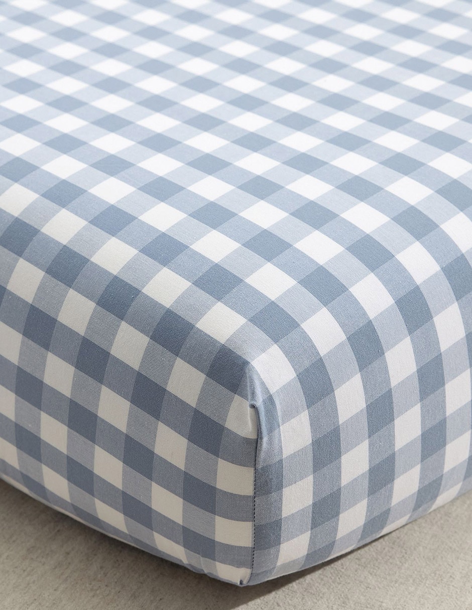 Sábana de cajón para cuna Gingham de algodón 2