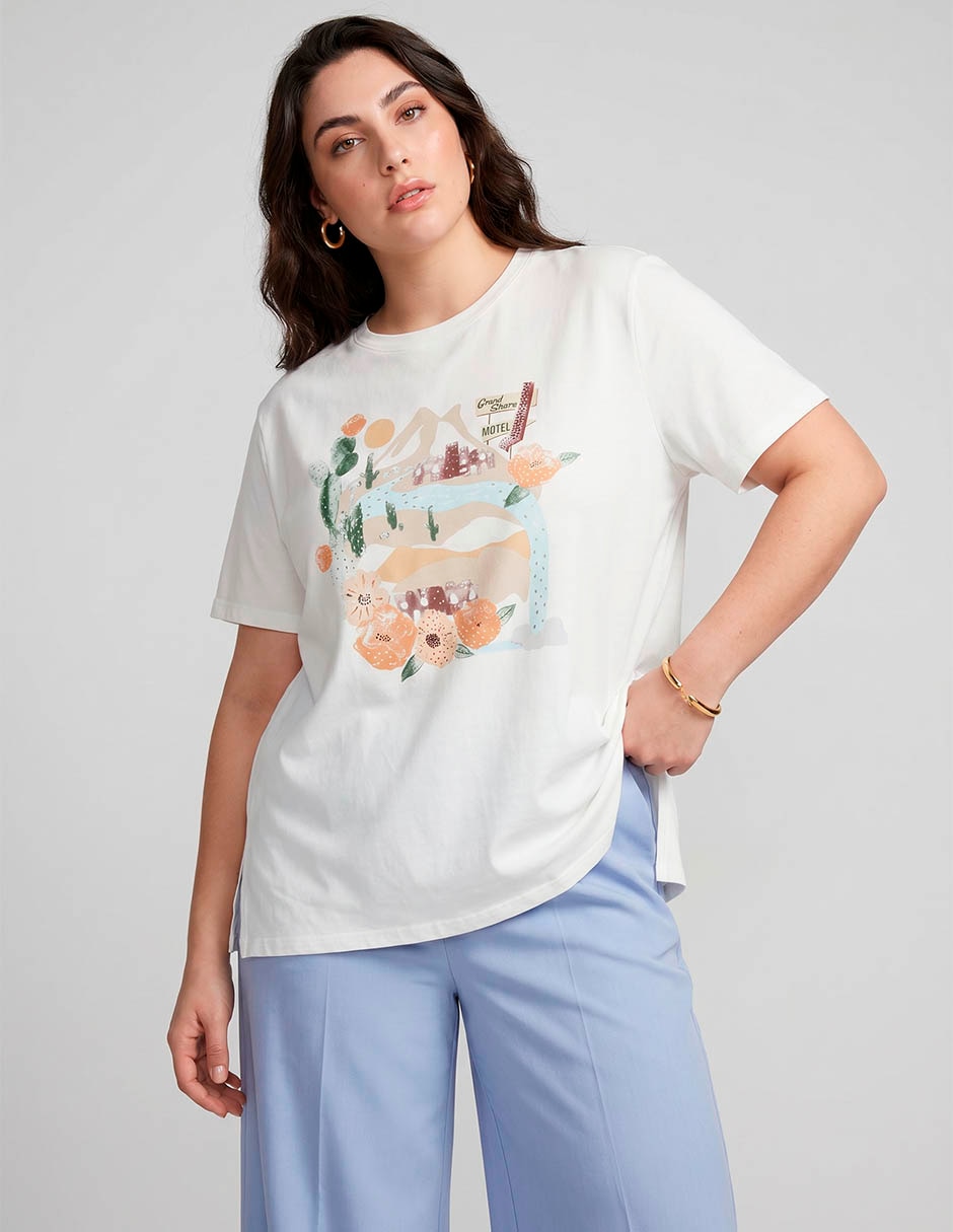 Playera Manga Corta Playera Cuello Redondo Para Mujer