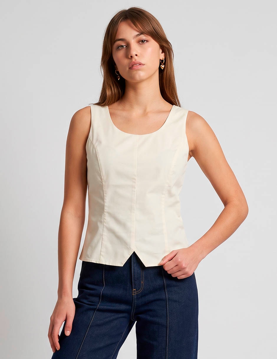 Top cuello redondo tirante ancho Top cuello redondo tirante ancho