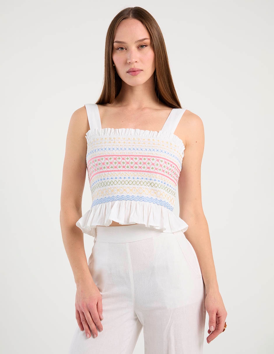 Top cuello cuadrado escote medio tirante ancho Top cuello cuadrado escote medio tirante ancho