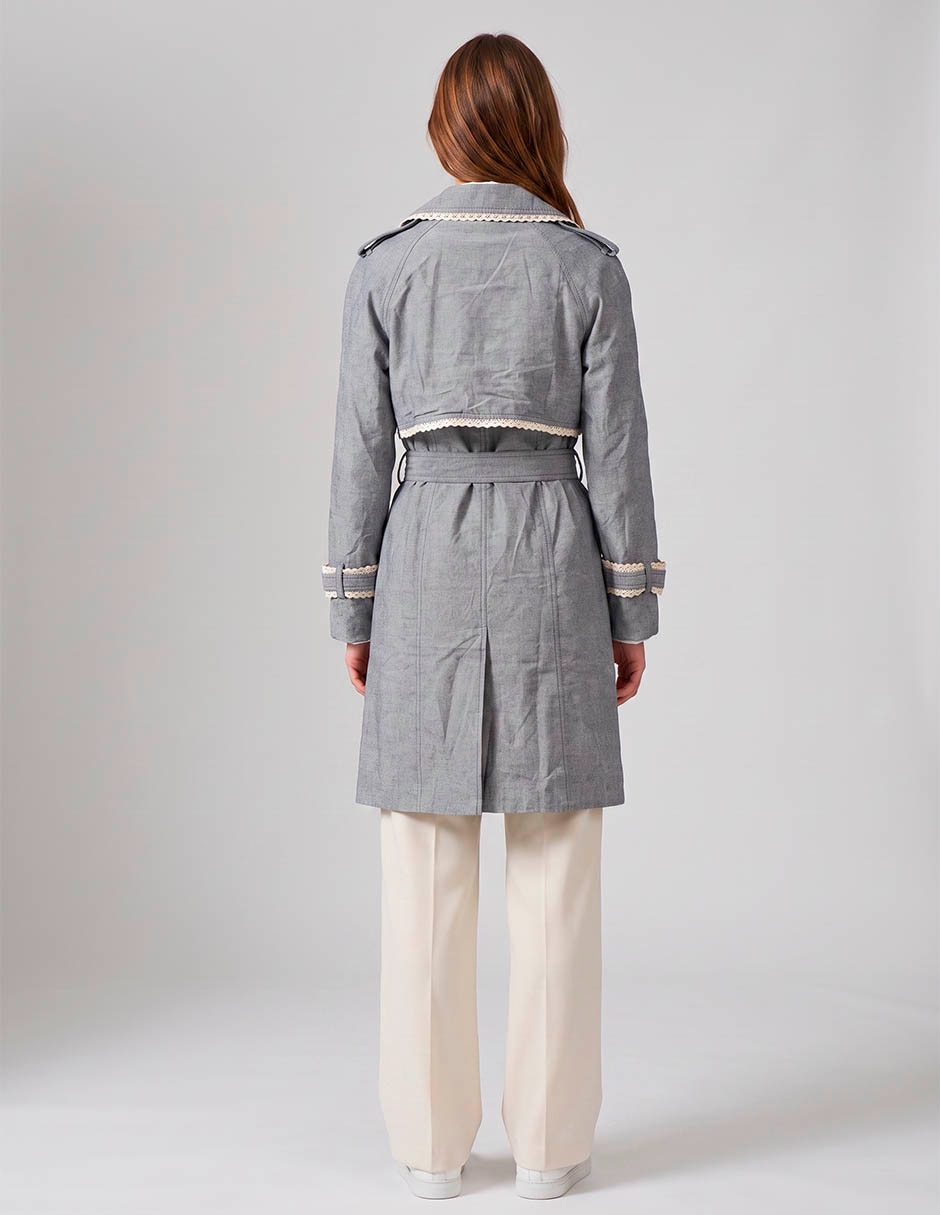 Gabardina bolsillo con solapa para mujer 5